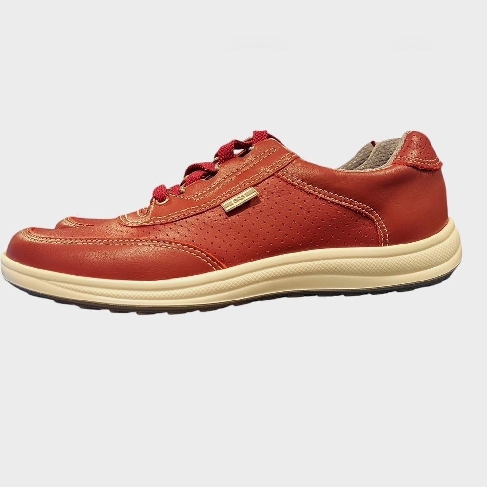 SAS Sporty Lux Trainer Walking Leather Shoe Ruby Perf Size 7 Slim